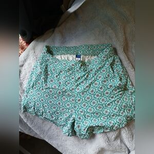 Old Navy Playa Shorts Small High Rise Green Tile Pockets Elastic Back Waist